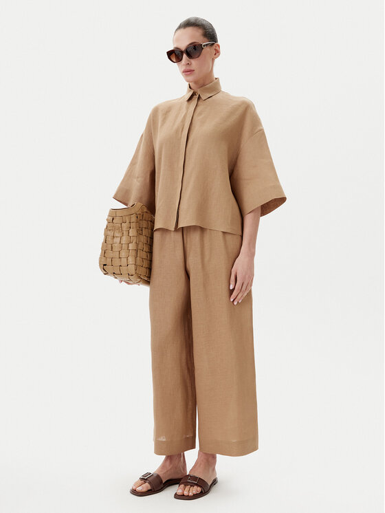 Max Mara Max Mara Spodnie materiałowe Minnie 2516131018 Beżowy Relaxed Fit