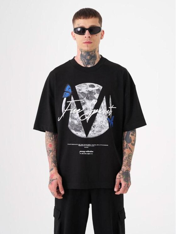 Machinist Machinist T-Shirt Koszulka Z Krótkim Rękawem Męska Czarna Machinist Free Spirit S Czarny Oversize