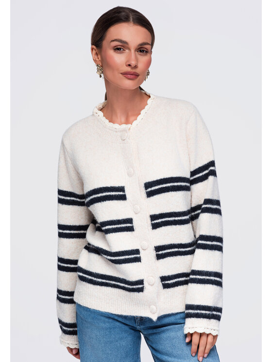 Ombre Ombre Sweter OW-SW-E0009 Beżowy Relaxed Fit