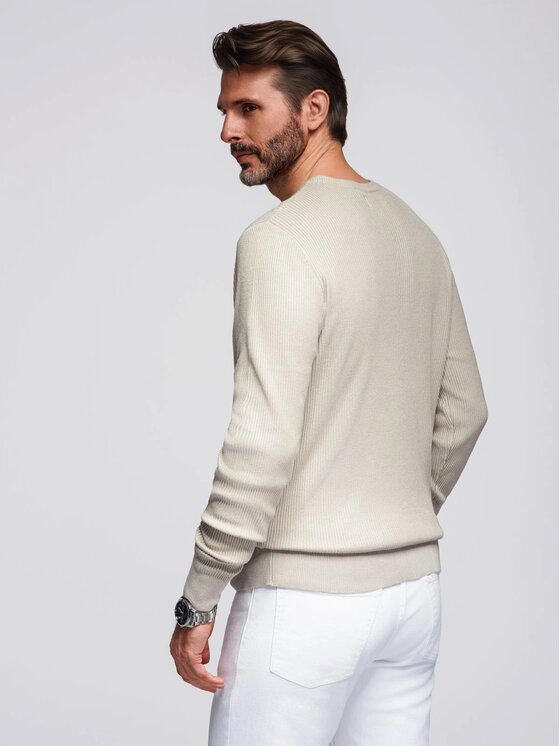 Ombre Ombre Sweter OM-SWSW-0182 Beżowy Regular Fit