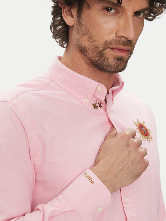 La Martina La Martina Cămașă Anselmo MACG01 OX092 Roz Regular Fit