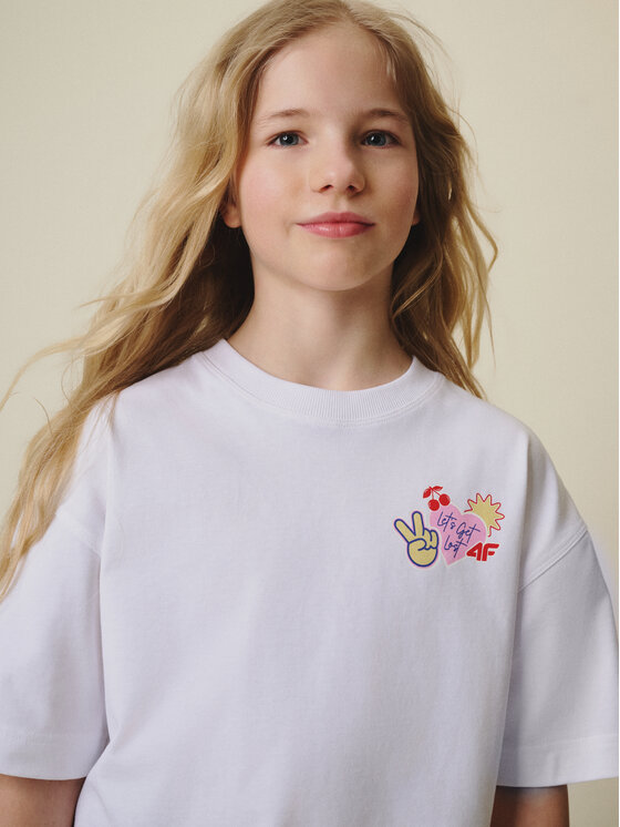 4F 4F T-Shirt MOVE OUTSIDE Biały Loose Fit