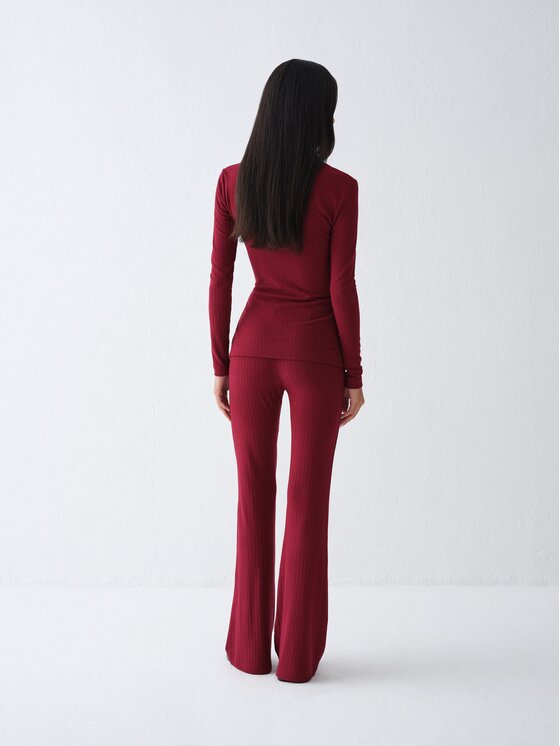 La Mania La Mania Bluzka COMELLE Bordowy Basic Fit