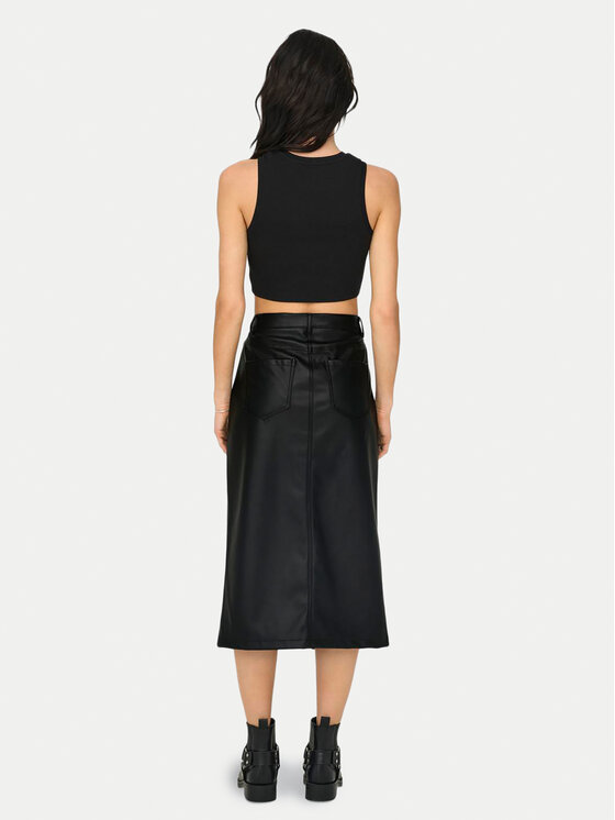 ONLY ONLY Пола от имитация на кожа Kiri 15324778 Черен Regular Fit