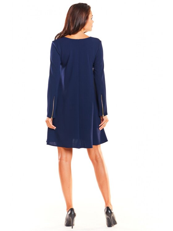Awama Awama Sukienka codzienna A661 Granatowy Basic Fit