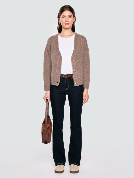 BIG STAR BIG STAR Kardigan KARDILA Brązowy Basic Fit