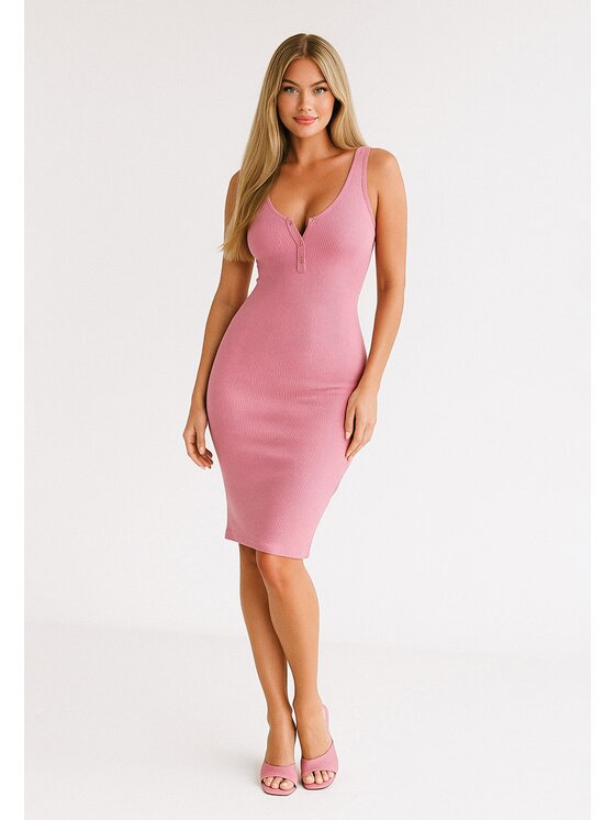 Nudyess Nudyess Vestito estivo Louisiana mimi z prążka Rosa Fitted Fit