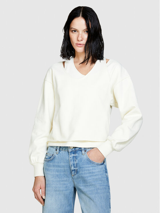 Sisley Sisley Majica dugih rukava 3FPPL104P Écru Regular Fit
