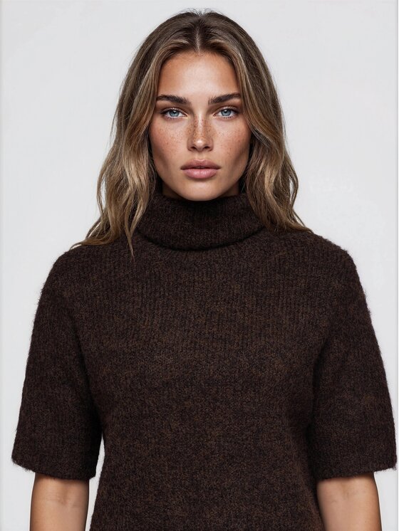 Ombre Ombre Sweter OW-SW-E0049 Brązowy Regular Fit