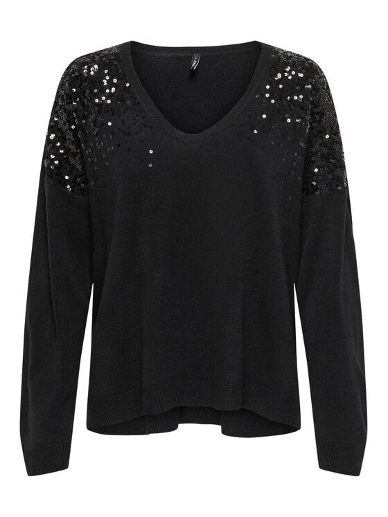 ONLY ONLY Maglione Onlstarry ls sequins boxy Nero Regular Fit