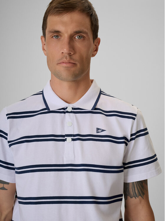 4F 4F Polo LAKESIDE ESCAPE Biały Regular Fit