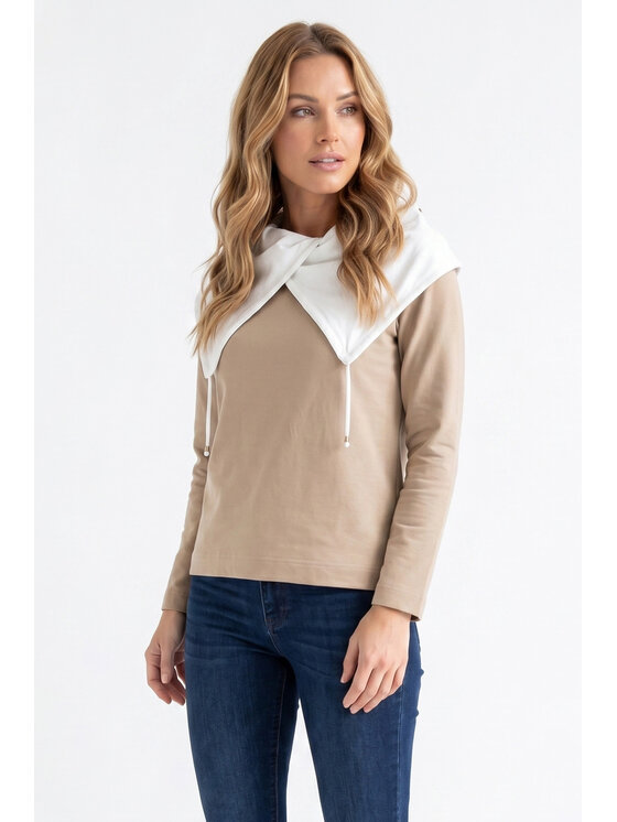 FIGL FIGL Bluza M1365 Beżowy Regular Fit