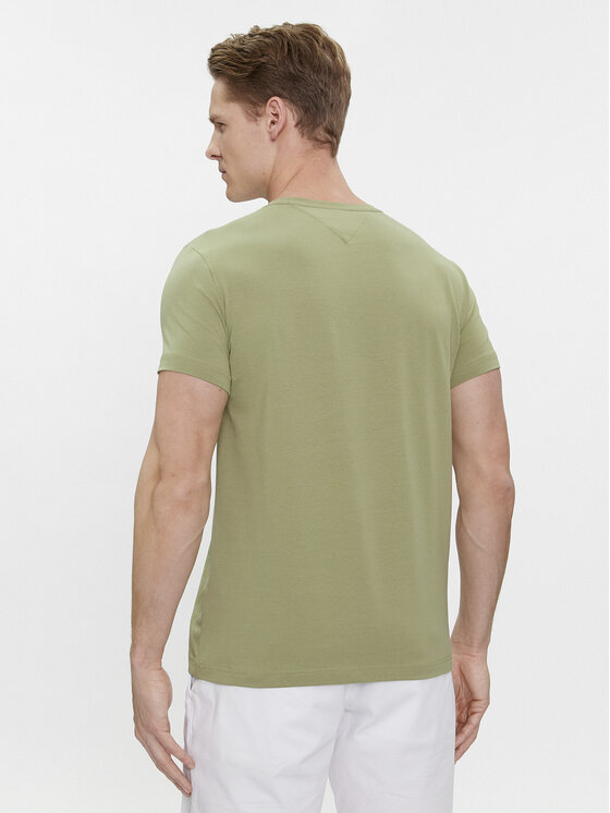 Tommy Hilfiger Tommy Hilfiger Tričko Stretch Slim Fit Tee MW0MW10800 Zelená Slim Fit