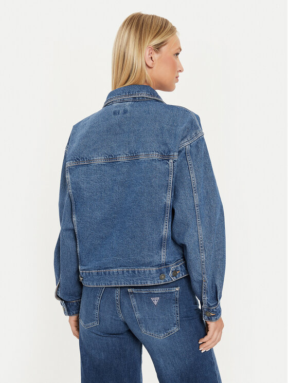 Guess Jeans Guess Jeans Jeansová bunda W4YN56 D5CC3 Tmavomodrá Oversize