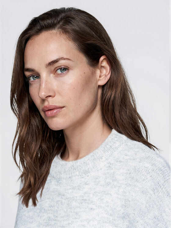 Ombre Ombre Sweter OW-SW-E0062 Szary Relaxed Fit
