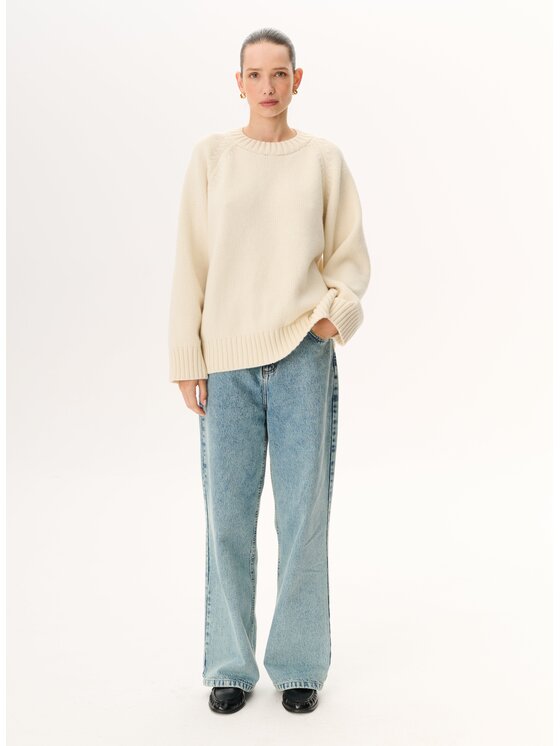 LEBRAND LEBRAND Sweter Farren Beżowy jasny Regular Fit