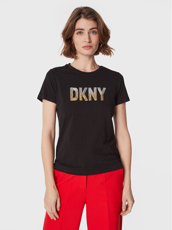 DKNY DKNY Majica P2MH7OMQ Črna Regular Fit