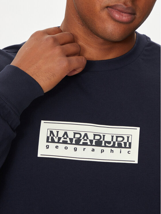 Napapijri Napapijri Longsleeve S-Box Logo NP0A4I3M Granatowy Regular Fit