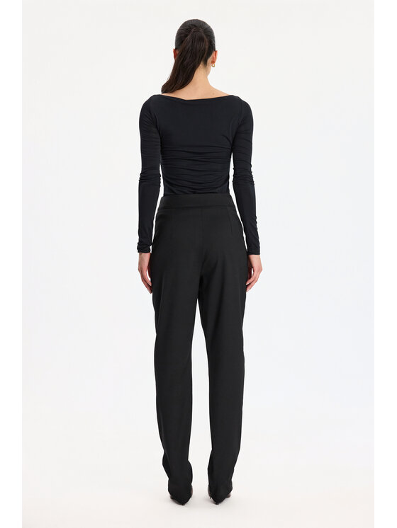 BENU BENU Spodnie garniturowe z zamkami Czarny Slim Fit