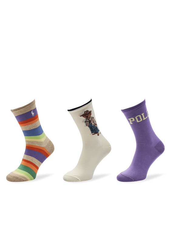 Polo Ralph Lauren Lot de 3 paires de chaussettes hautes femme 455955248001 Multicolore Modivo