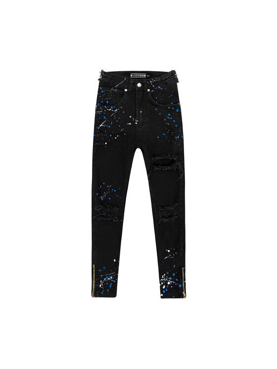 MissDenim MissDenim Spodnie damskie Zip Leg Czarny Skinny Fit