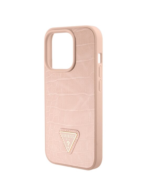 Guess Guess Etui na telefon Croco Triangle Metal Logo Różowy