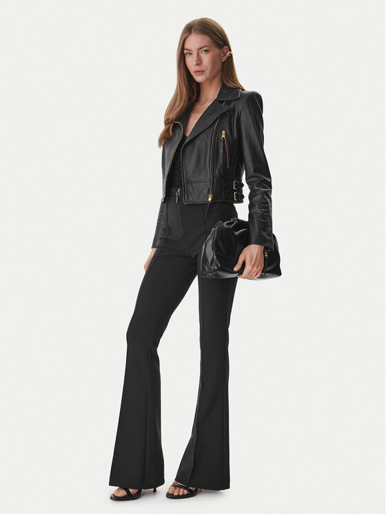 Elisabetta Franchi Elisabetta Franchi Μπουφάν δερμάτινο GD-57Z-61E2-V1490 Μαύρο Regular Fit