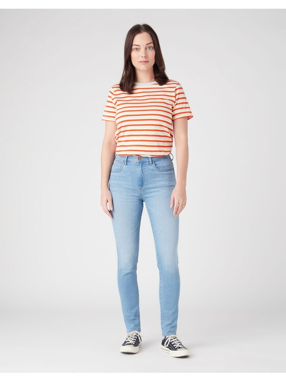 Wrangler Wrangler Jeansy HIGH SKINNY Niebieski Skinny Fit