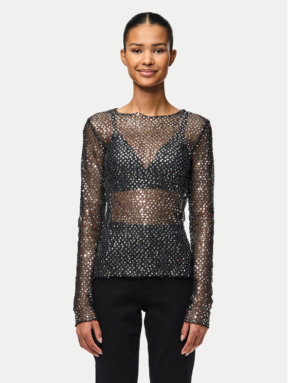 Pieces Pieces Majica Rissi 17153282 Srebrna Regular Fit