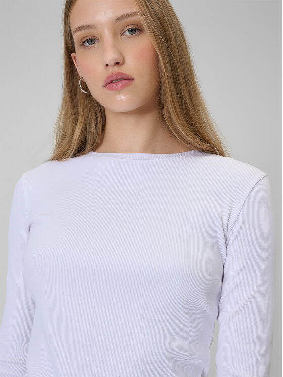 4F 4F Bluzka BASIC+ Biały Slim Fit