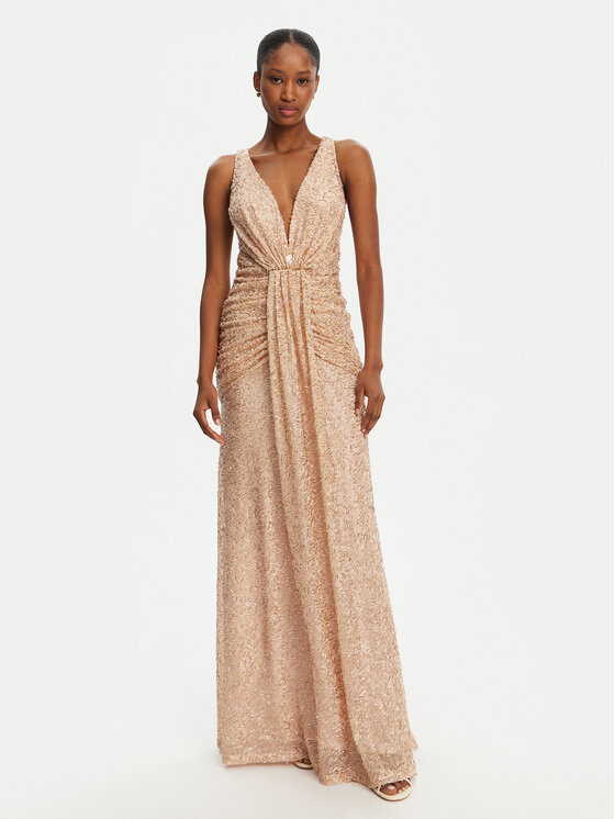Babylon Babylon Abendkleid S00887 Goldfarben Slim Fit
