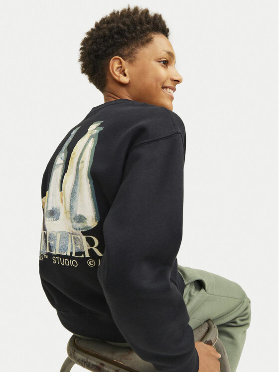 Jack&Jones Junior Jack&Jones Junior Majica dugih rukava Brooklyn Graphic 12263290 Crna Relaxed Fit