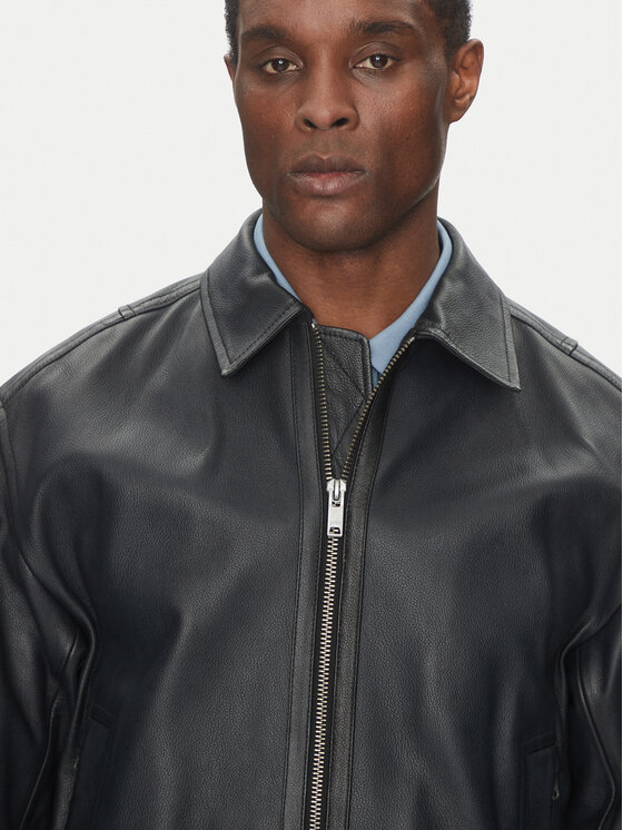 BOSS BOSS Geacă de piele Joloco 50530270 Negru Relaxed Fit