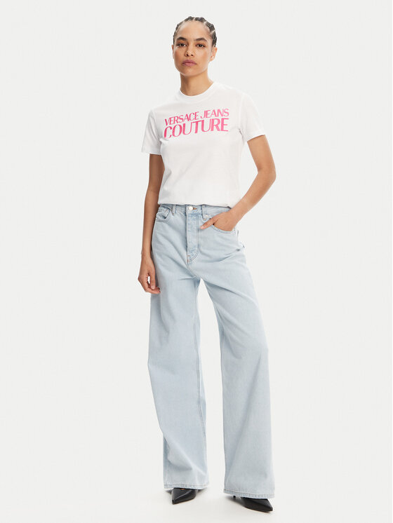 Versace Jeans Couture Versace Jeans Couture Marškinėliai 78HAHE05 Balta Regular Fit