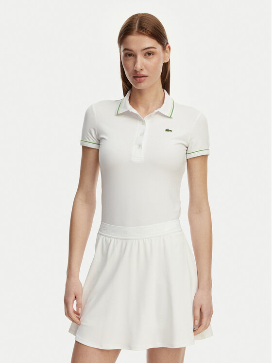 Lacoste Tricou polo DF5284 Alb Slim Fit