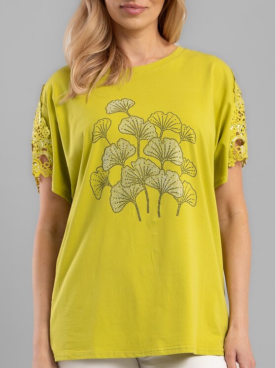 Perso Perso T-Shirt TCE242114F Zielony Regular Fit