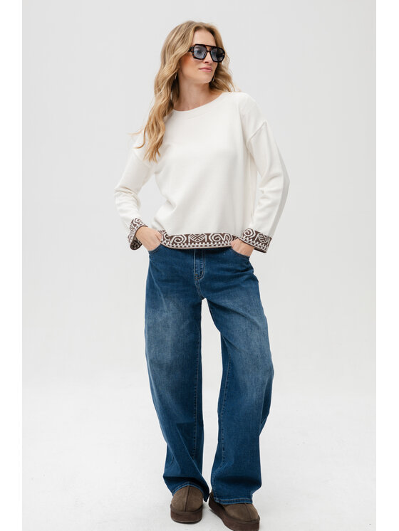 blue shadow blue shadow Sweter Kaps Biały Regular Fit
