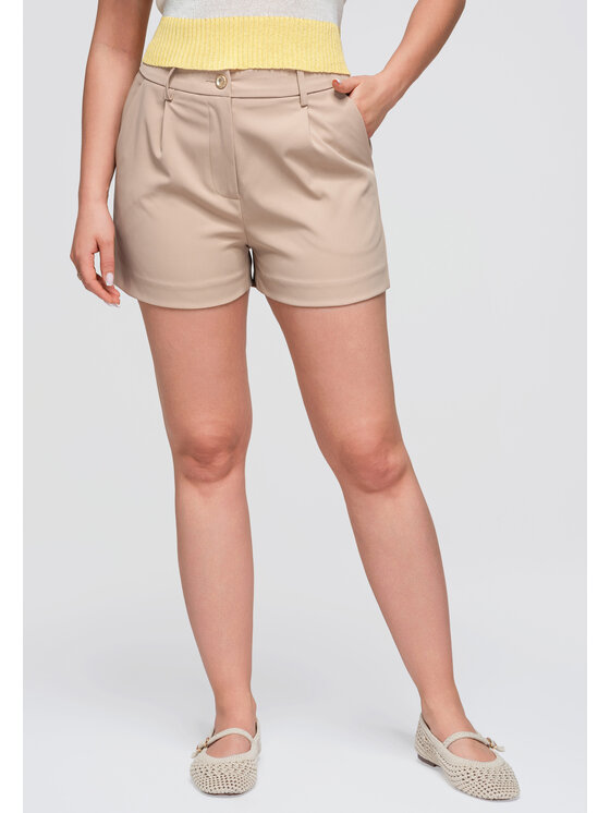 Ombre Ombre Szorty materiałowe OW-ST-E0018 Beżowy Slim Fit