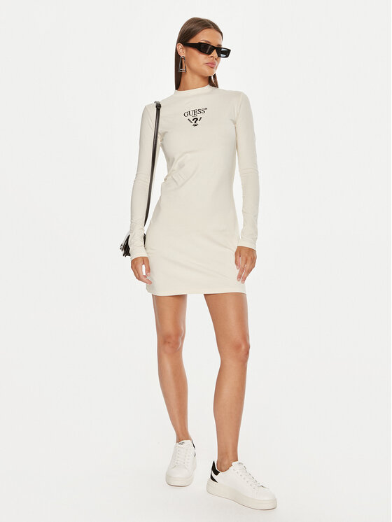 Guess Guess Ежедневна рокля Colette Jersey V4BK04 KCDH1 Бял Regular Fit