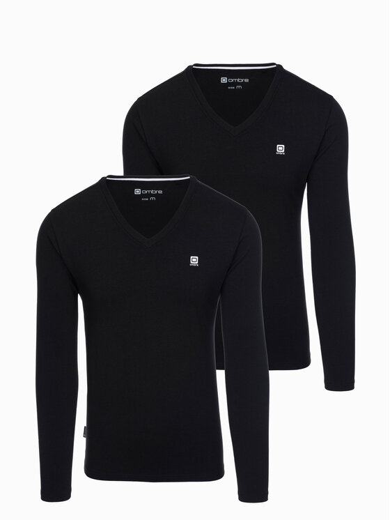 Ombre Ombre Sada 2 ks longsleeves Z87 Černá Regular Fit