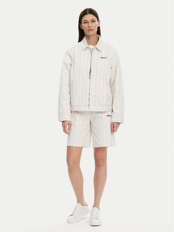 adidas adidas Πουκαμισοτζάκετ Pinstripe Harrington JJ3476 Λευκό Loose Fit