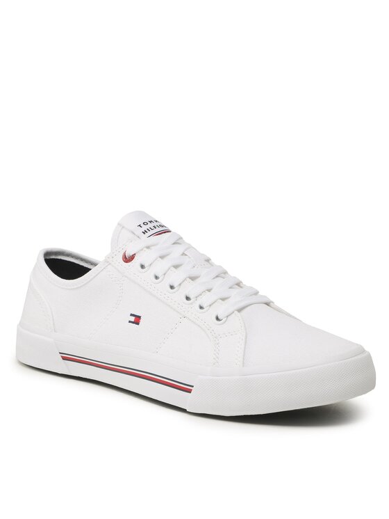 Tommy hilfiger core corporate canvas trainers in white sales