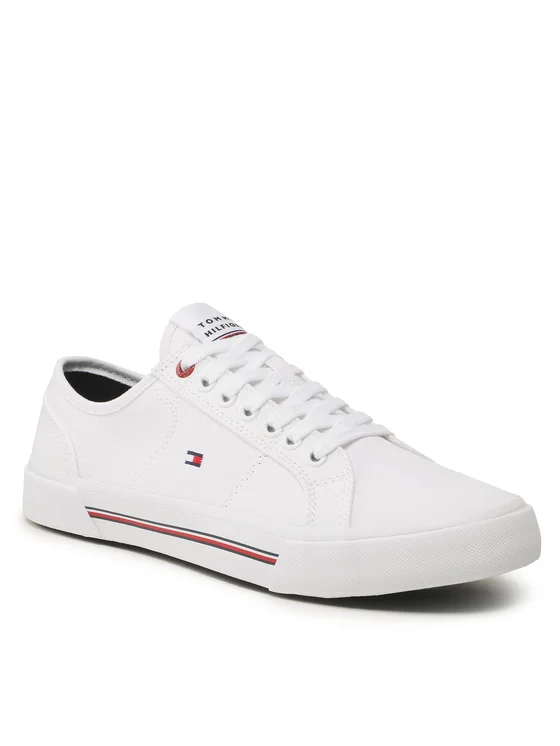 Tommy Hilfiger Sneakers aus Stoff Core Corporate Vulc Canvas FM0FM04560 Weiß