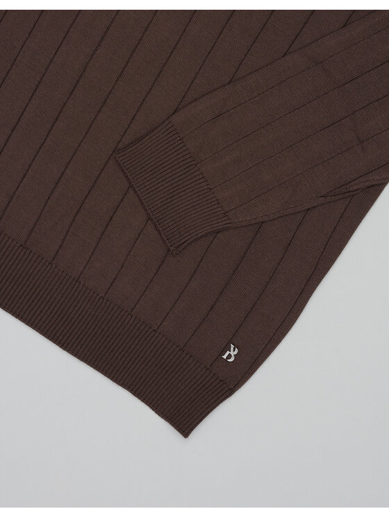 Borgio Borgio Sweter gratteri Brązowy Slim Fit