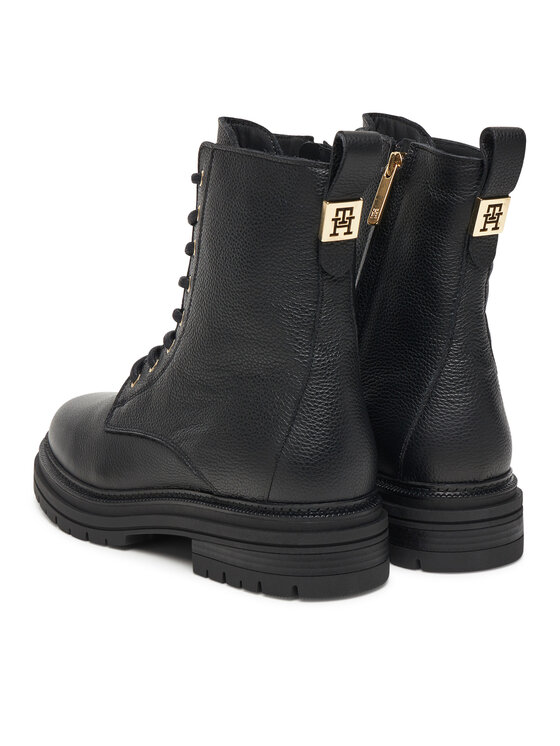Tommy Hilfiger Tommy Hilfiger Šnurovacia obuv Th Plaque Pebble Lace Boot Warm FW0FW08767 Čierna