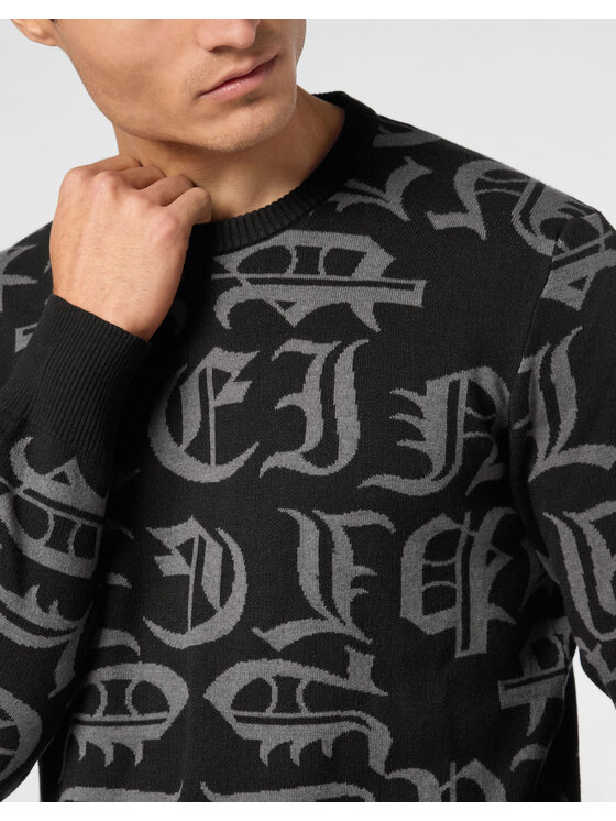 PHILIPP PLEIN PHILIPP PLEIN Sweter 23767 Czarny Regular Fit