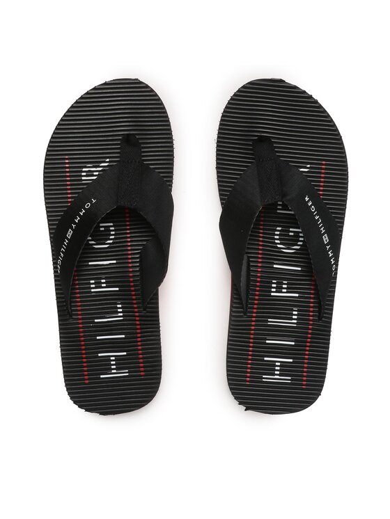 Tommy Hilfiger Tommy Hilfiger Šlepetės per pirštą Massage Footbed FM0FM04474 Juoda