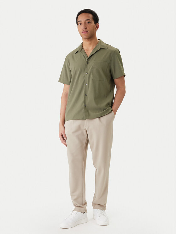 Calvin Klein Calvin Klein Kalhoty z materiálu LV04LF607G Béžová Tapered Fit