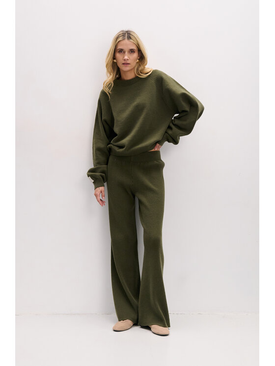 Fobya Fobya Spodnie dzianinowe F2085 Zielony Basic Fit