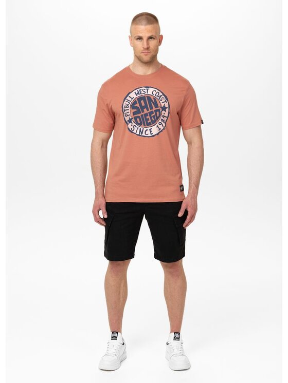PITBULL PITBULL T-Shirt Koszulka męska SAN DIEGO SUN L Pomarańczowy Regular Fit